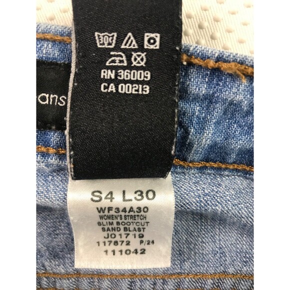 Calvin Klein Stretch Slim Mid Rise Boot Cut Wide Leg Denim Jeans Womens 4 - Picture 12 of 16